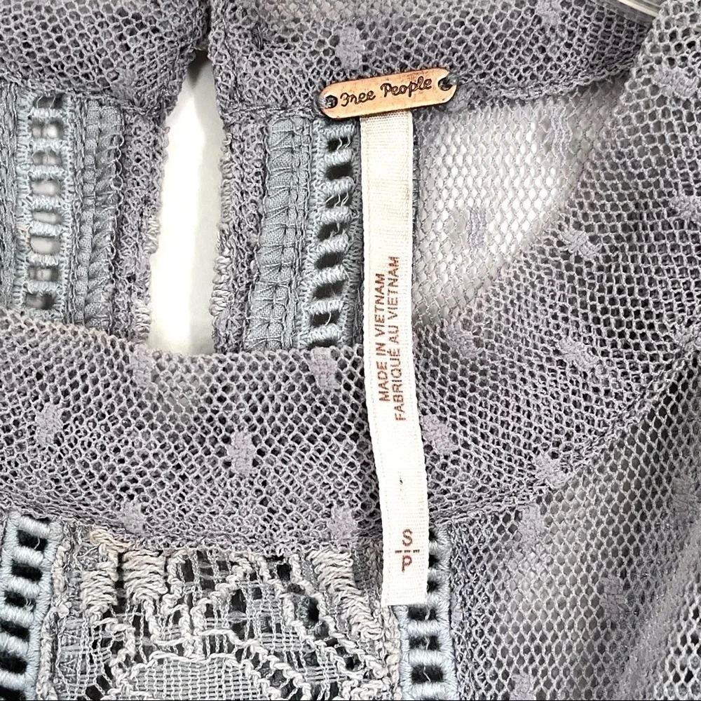 Free People Maisie Modern Mesh Lace Tunic Tank Top Gray Size S